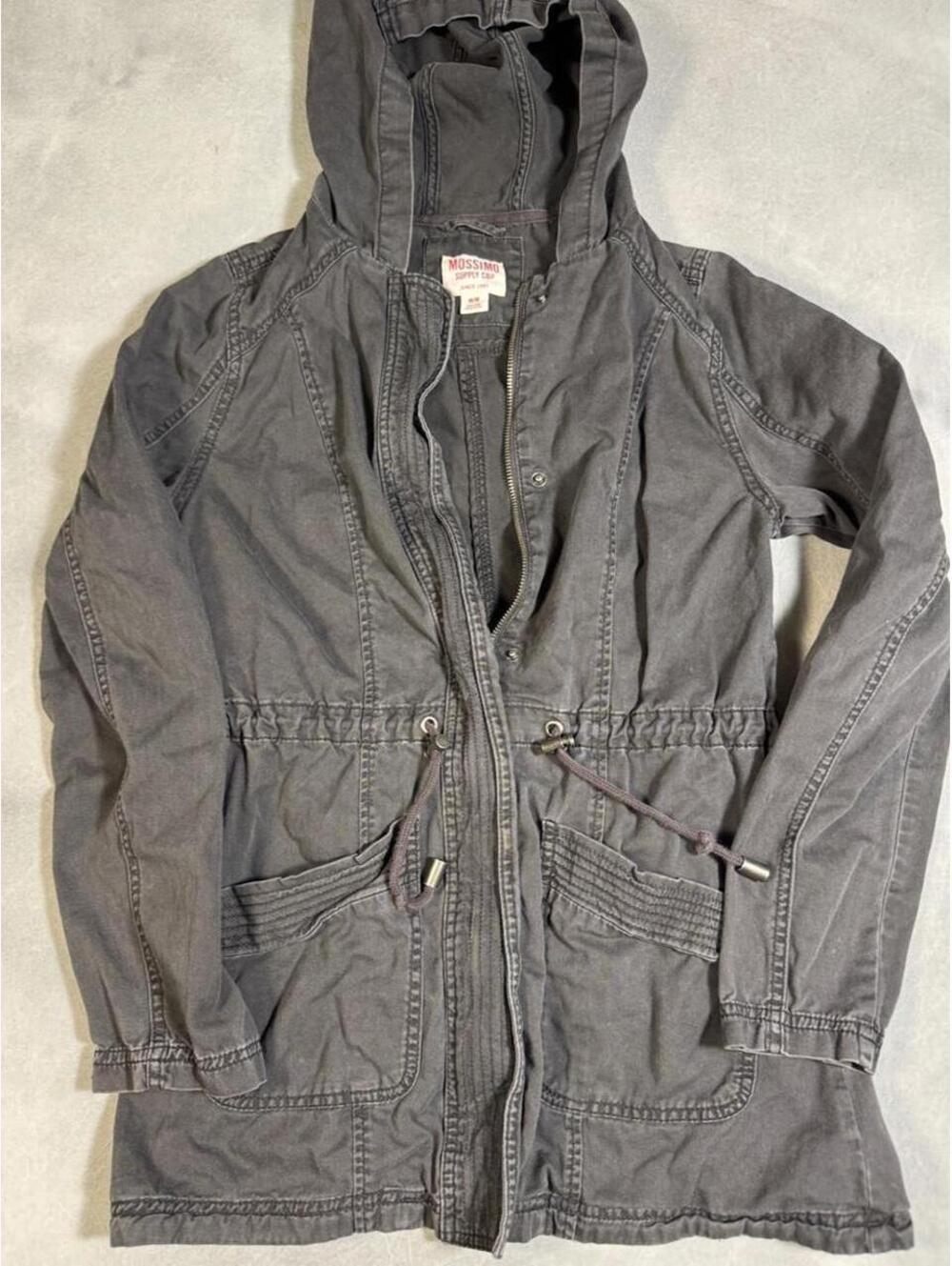 Mossimo Women’s Medium Charcoal Gray Hooded Utility Field Jacket